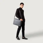 The Carismatico Grey Leather Messenger Bag - Image 6