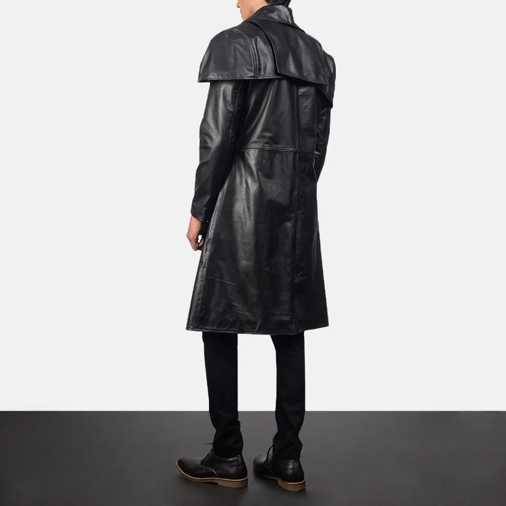 Classic Black Leather Duster - Image 4