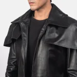 Classic Black Leather Duster - Image 5
