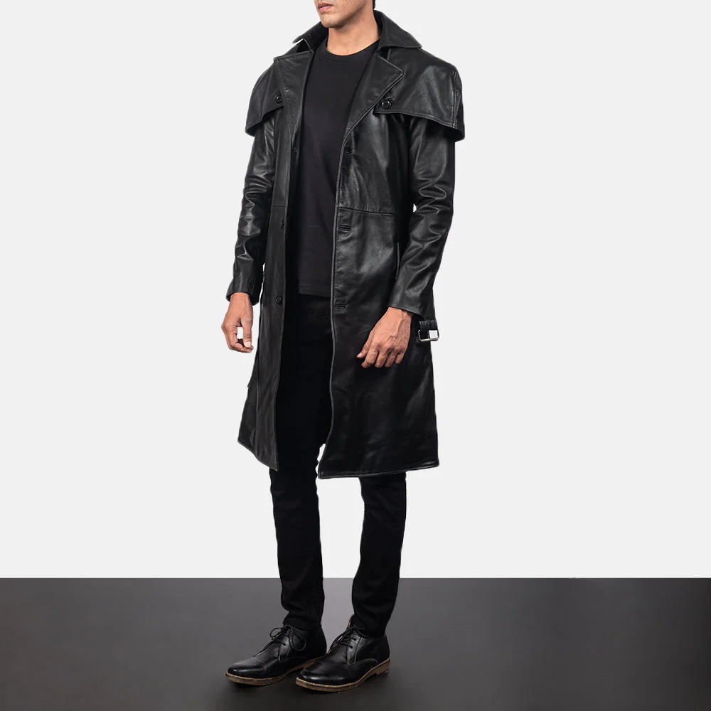 Deux Black Leather Duster - Image 2