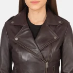 Flashback Maroon Leather Biker Jacket - Image 6