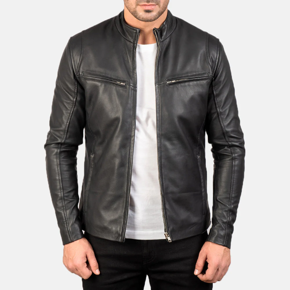 Ionic Black Leather Jacket - Image 1