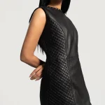 Luxe Black Leather Dress - Image 5
