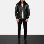 Airin G-1 Black Leather Bomber Jacket - Image 6