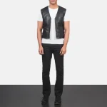 Brandon Black Leather Vest - Image 5