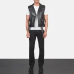 Sullivan Black Leather Biker Vest - Image 5