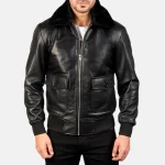 Airin G-1 Black Leather Bomber Jacket - Image 2
