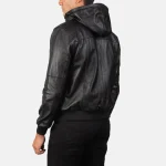 Bouncer Biz Black Leather Bomber Jacket - Image 5