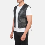 Brandon Black Leather Vest - Image 2