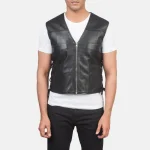 Brandon Black Leather Vest - Image 3