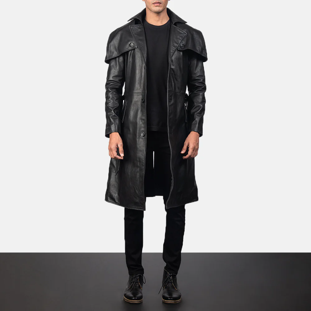 Men_s_Deux_Black_Leather_Duster Deux Black Leather Duster - Image 1