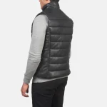 Reeves Black Leather Puffer Vest - Image 5