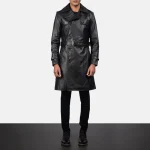 Royson Black Leather Duster Coat - Image 4