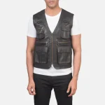 Safari Brown Leather Vest - Image 3