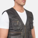 Safari Brown Leather Vest - Image 6