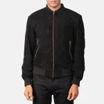 Shane Black Suede Bomber Jacket - Image 3