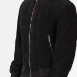 Shane Black Suede Bomber Jacket - Image 6
