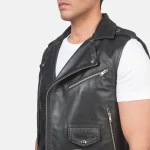 Sullivan Black Leather Biker Vest - Image 6