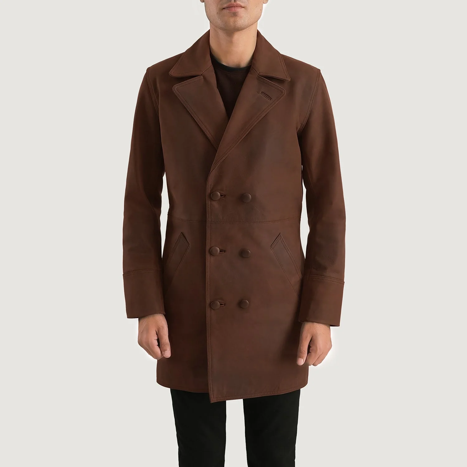 Half Life Brown Leather Coat - Image 1