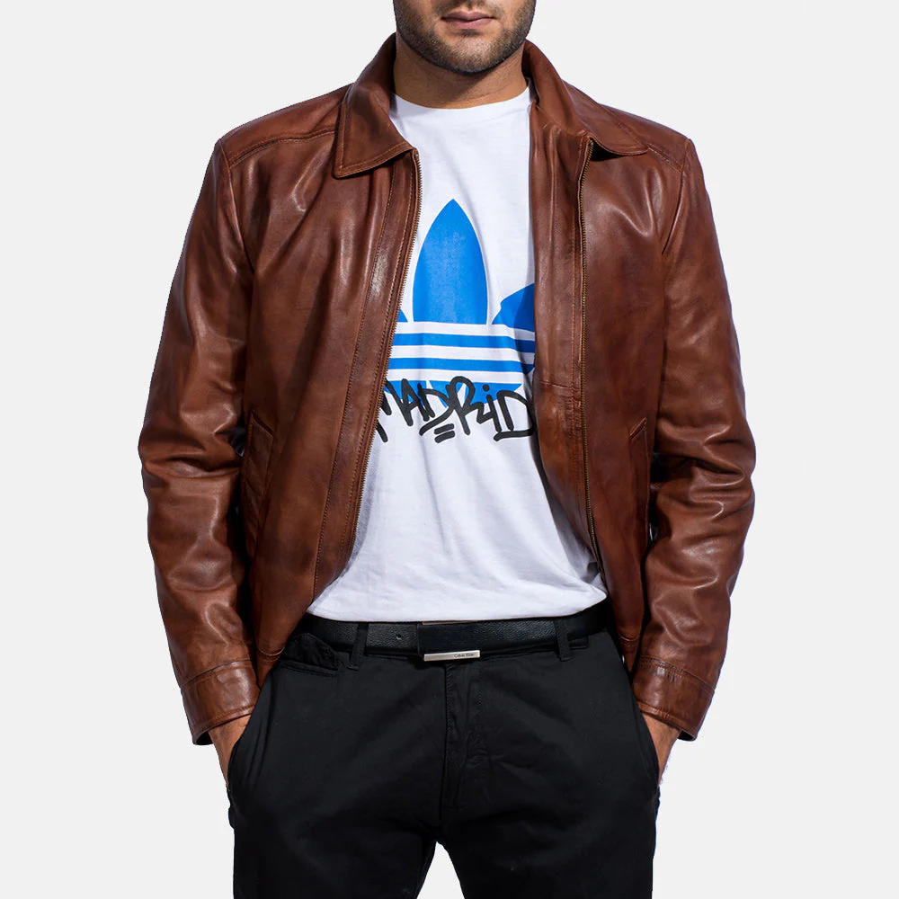 Inferno Brown Leather Jacket - Image 3
