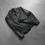 Noah Black Leather Biker Jacket - Image 7