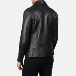 Noah Black Leather Biker Jacket - Image 2