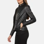 Rave Black Leather Biker Jacket - Image 2