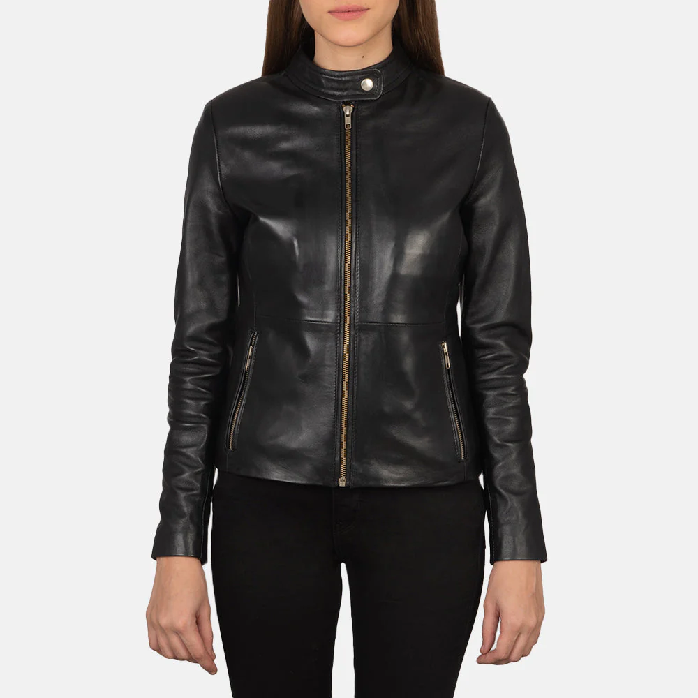Rave Black Leather Biker Jacket - Image 1