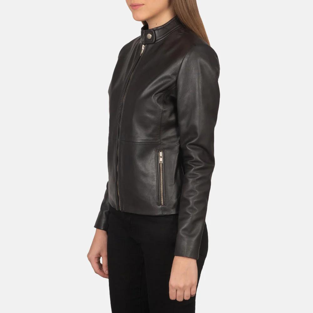 Rave Brown Leather Biker Jacket - Image 2