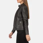 Rave Brown Leather Biker Jacket - Image 4
