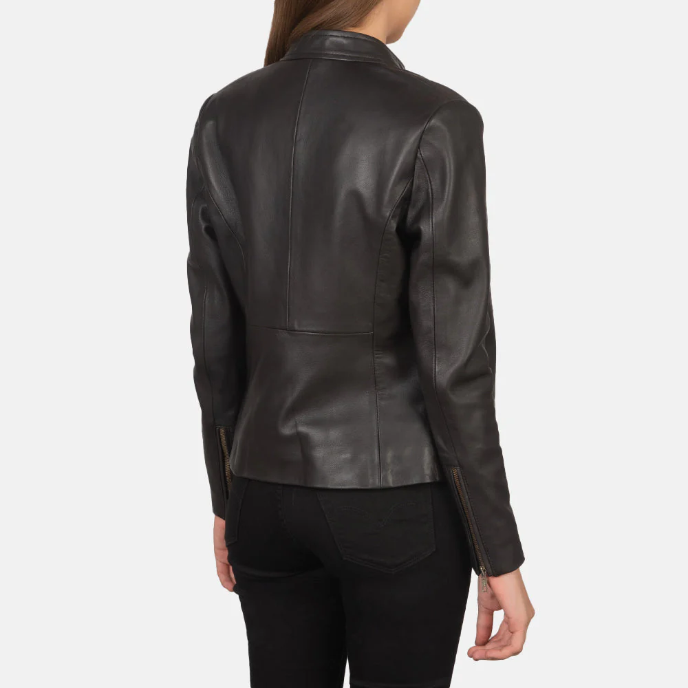 Rave Brown Leather Biker Jacket - Image 5