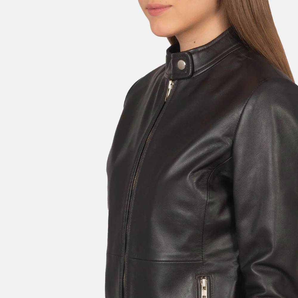 Rave Brown Leather Biker Jacket - Image 6