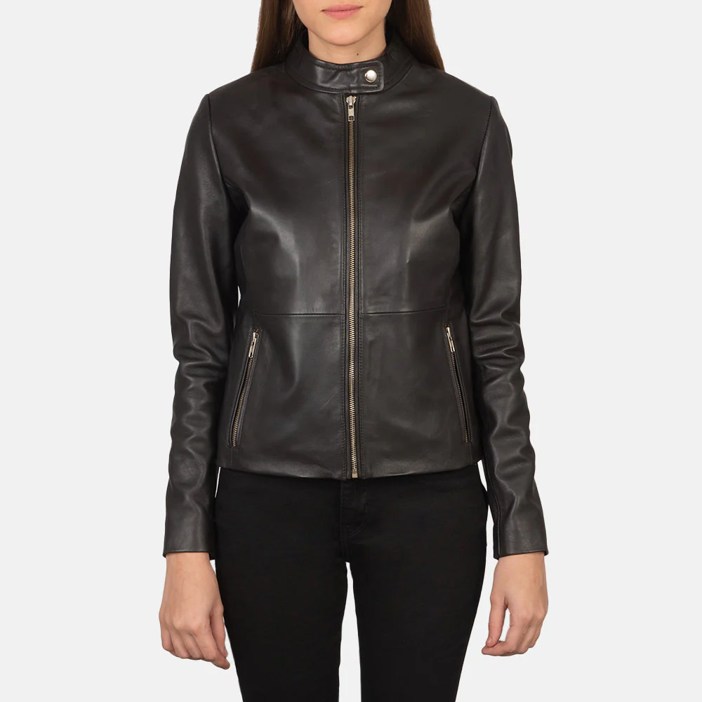 Rave Brown Leather Biker Jacket - Image 1