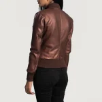 Reida Maroon Leather Bomber Jacket - Image 5