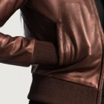 Reida Maroon Leather Bomber Jacket - Image 6