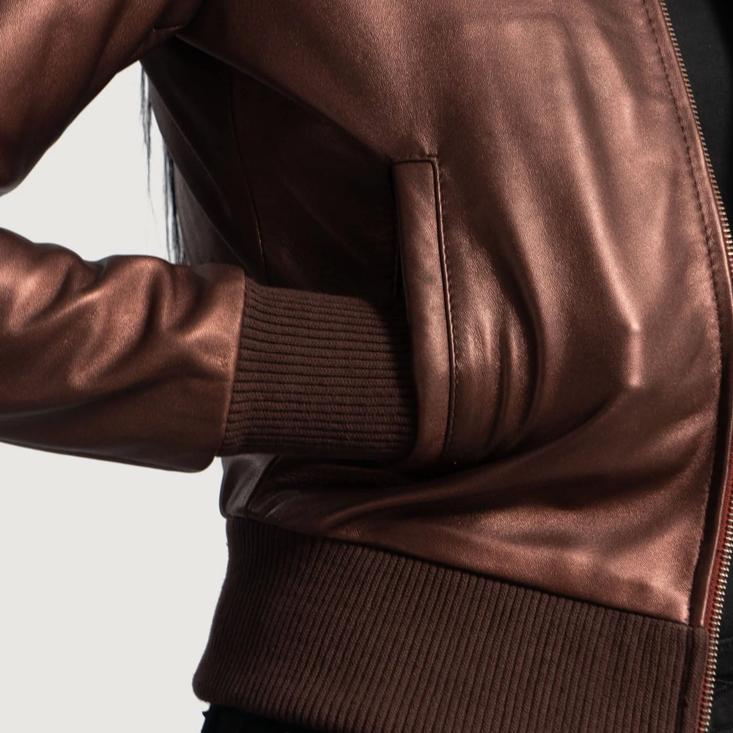 Reida Maroon Leather Bomber Jacket - Image 6