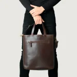 The Poet Vintage Brown Leather Tote Bag - Image 9