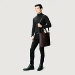 The Poet Vintage Brown Leather Tote Bag - Image 4