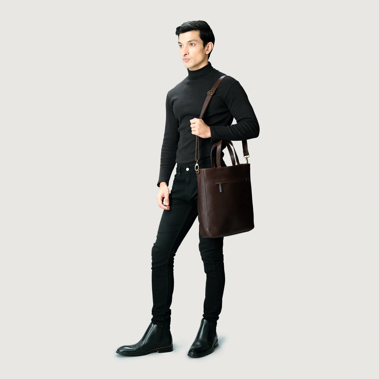 The Poet Vintage Brown Leather Tote Bag - Image 4