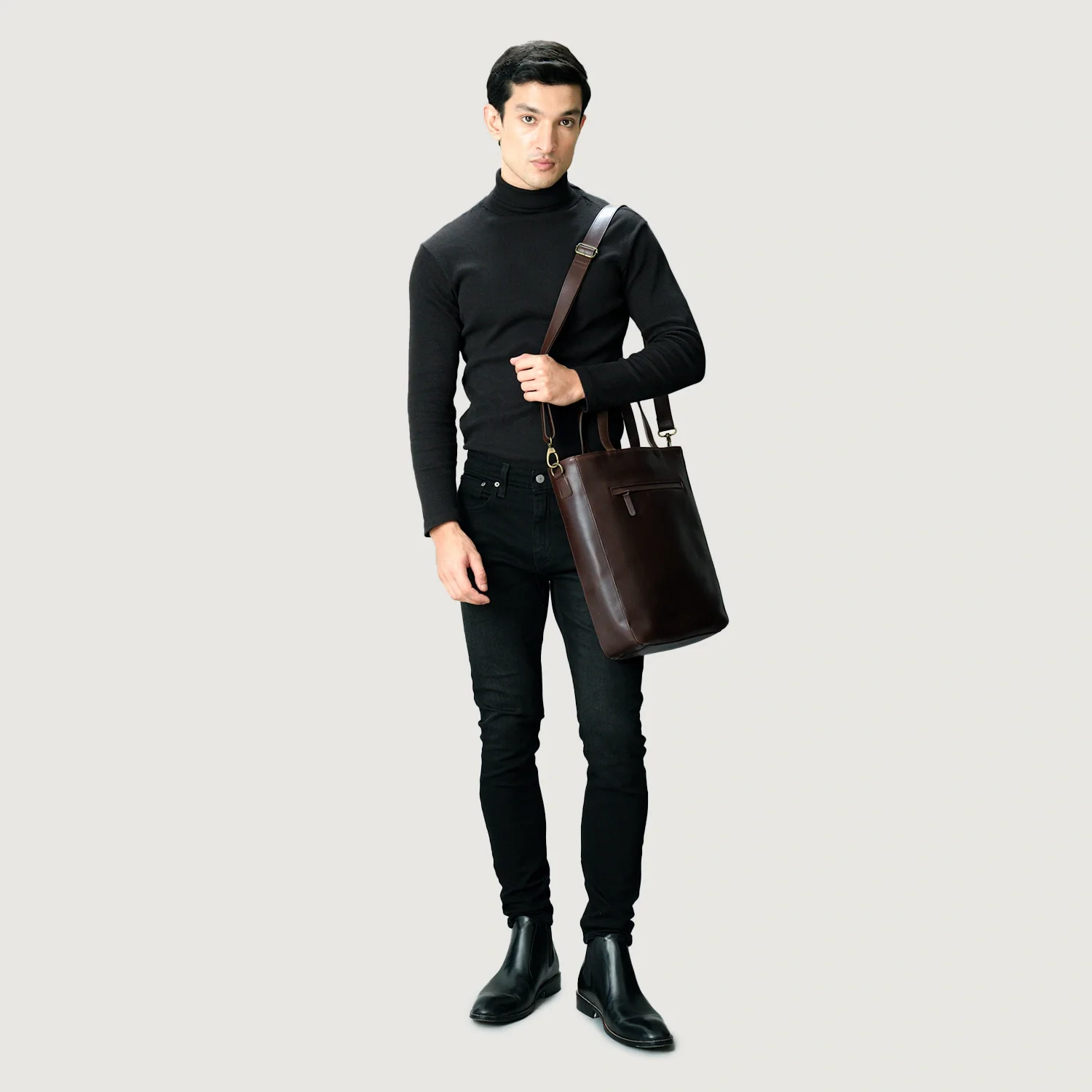 The Poet Vintage Brown Leather Tote Bag - Image 5