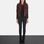 Bliss Brown Suede Bomber Jacket - Image 3