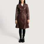 Missoni Maroon Leather Trench Coat - Image 3