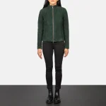 Rumella Green Suede Biker Jacket - Image 3