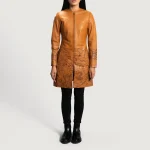 Sandy Tan Dye Leather Coat - Image 3