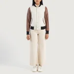 Savant White & Brown Hybrid Varsity Jacket - Image 3