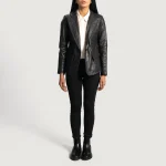 Selina Black Leather Blazer - Image 3