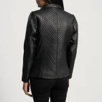 Cora Quilted Black Leather Blazer - Image 5