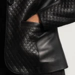 Cora Quilted Black Leather Blazer - Image 6