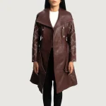 Missoni Maroon Leather Trench Coat - Image 4