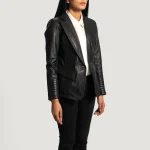 Selina Black Leather Blazer - Image 2